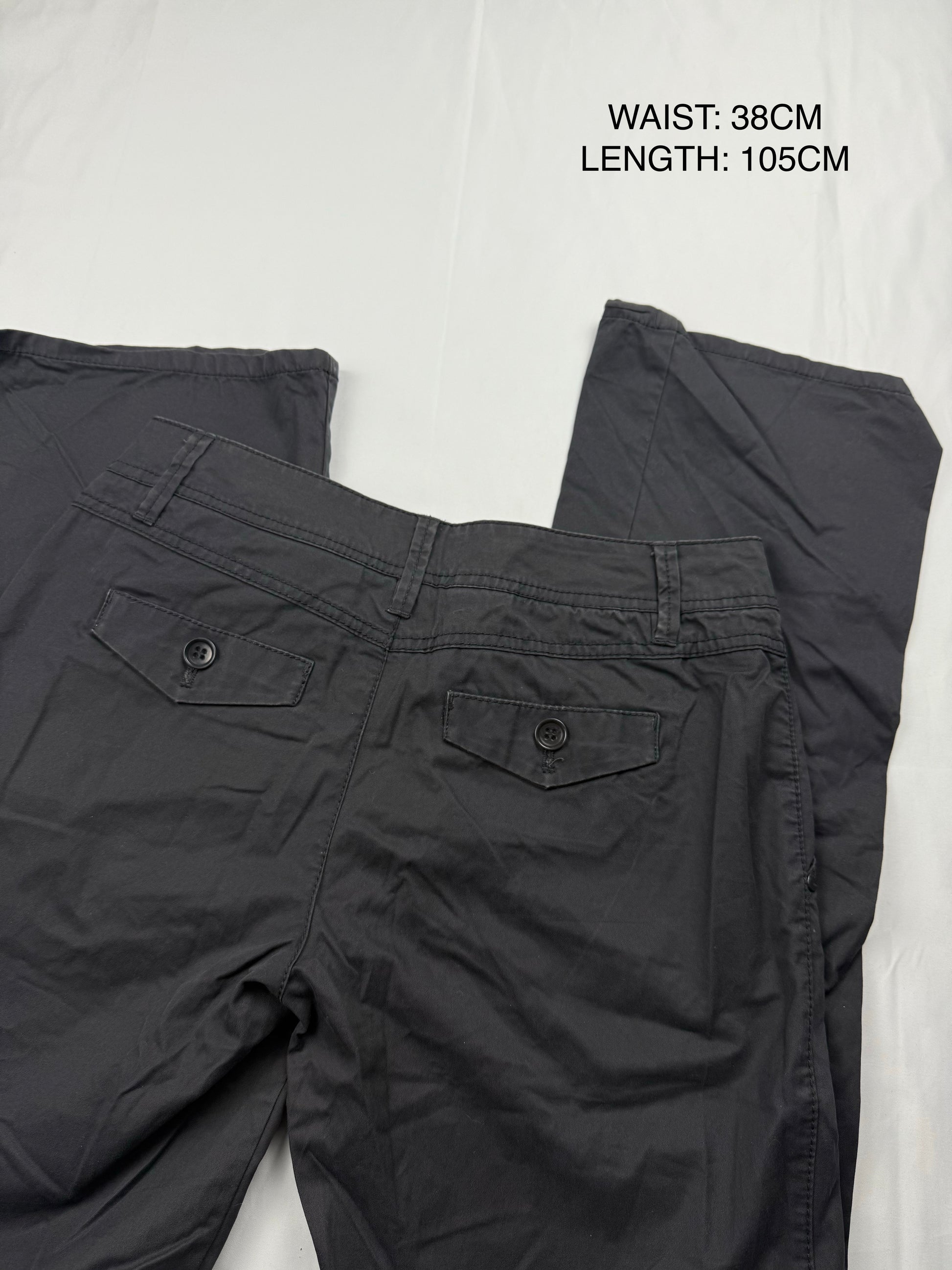 Dark grey cotton low waist baggy pants (M)