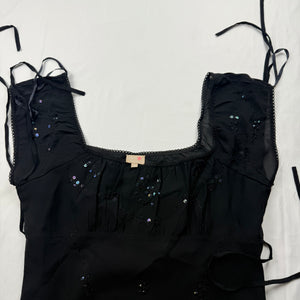 Black pleated night out maxi dress (XL)