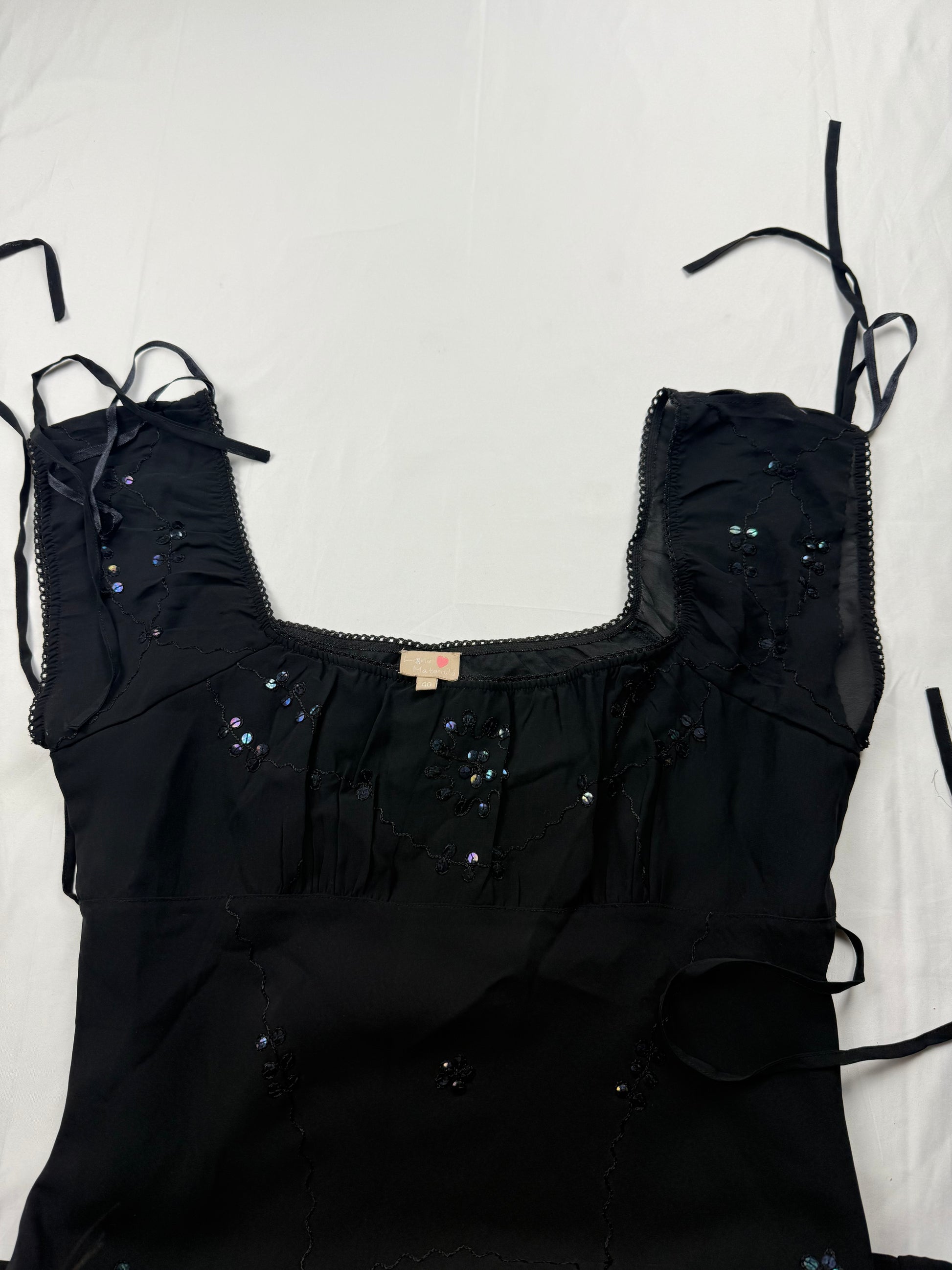 Black pleated night out maxi dress (XL)