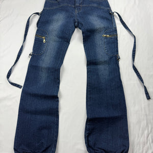 Navy blue  low rise baggy denim pants (XS)