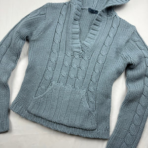 Baby blue knitted hooded jumper (M/L)