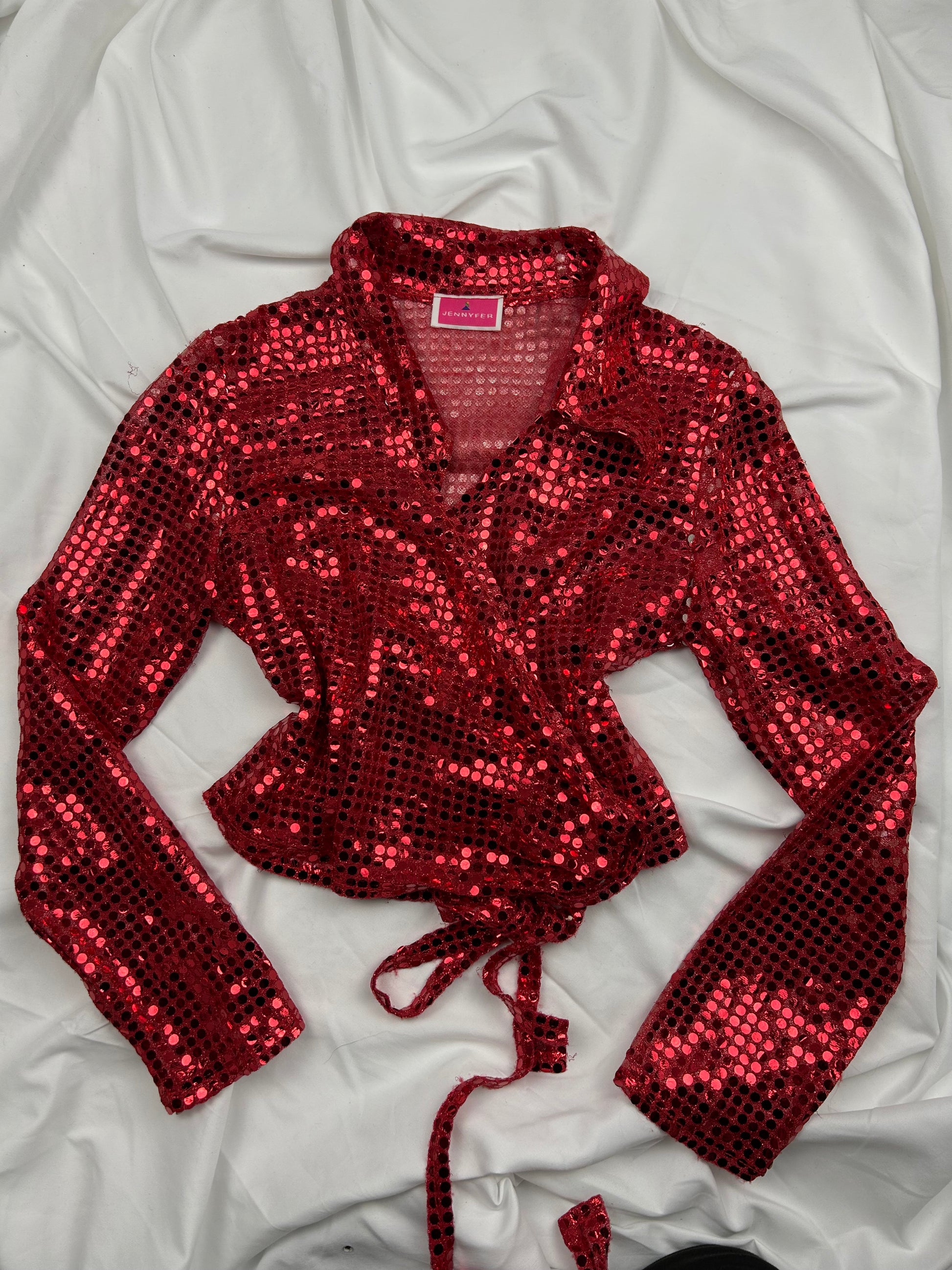 Red sequins long sleeves shirt (S/M)