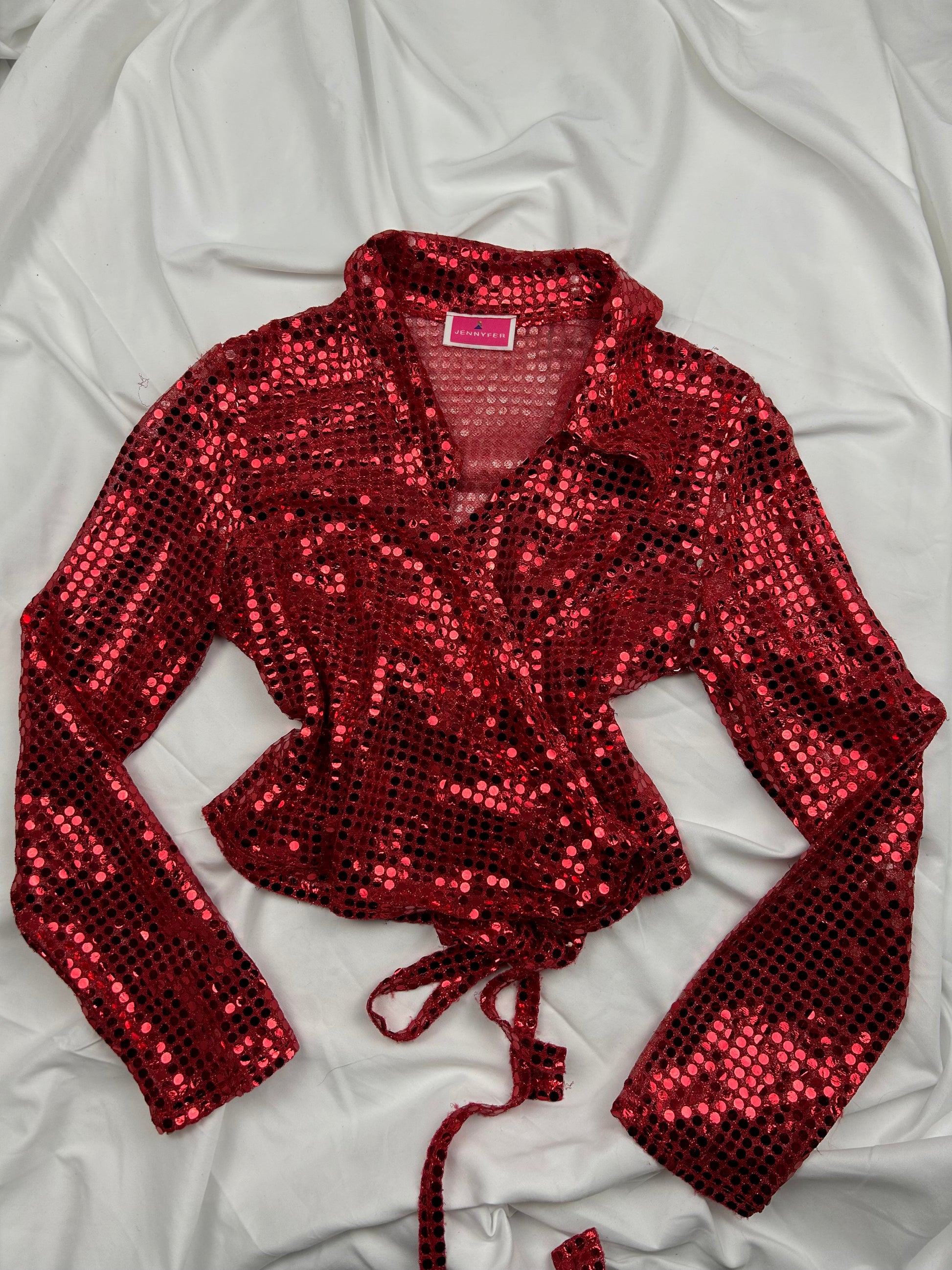 Red sequins long sleeves shirt (S/M)