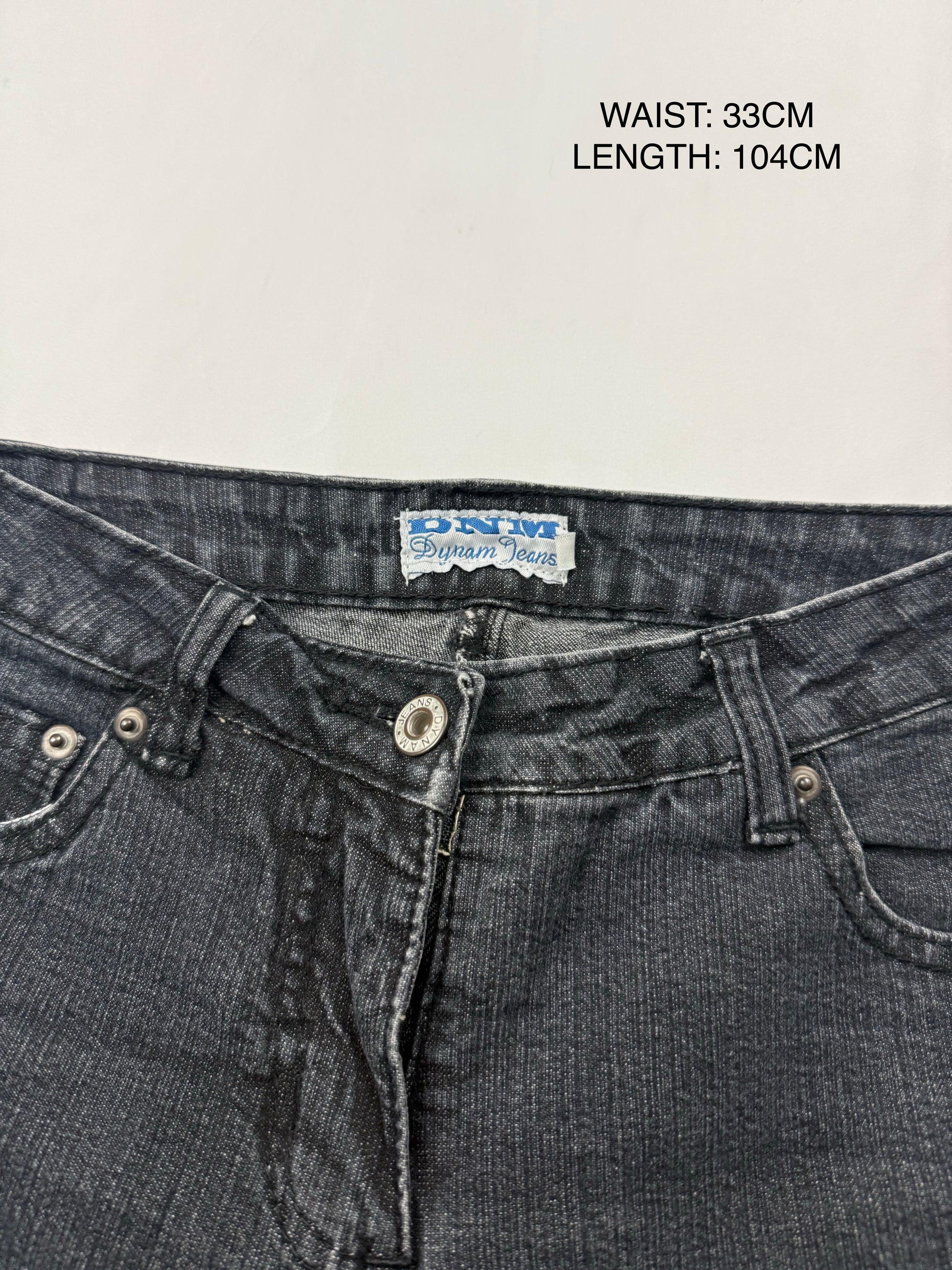 Black denim mid rise flared pants (XS)