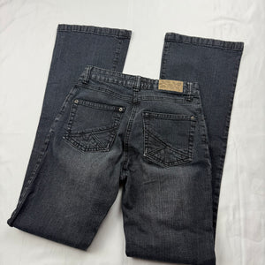 Black denim mid rise flared pants (XS)