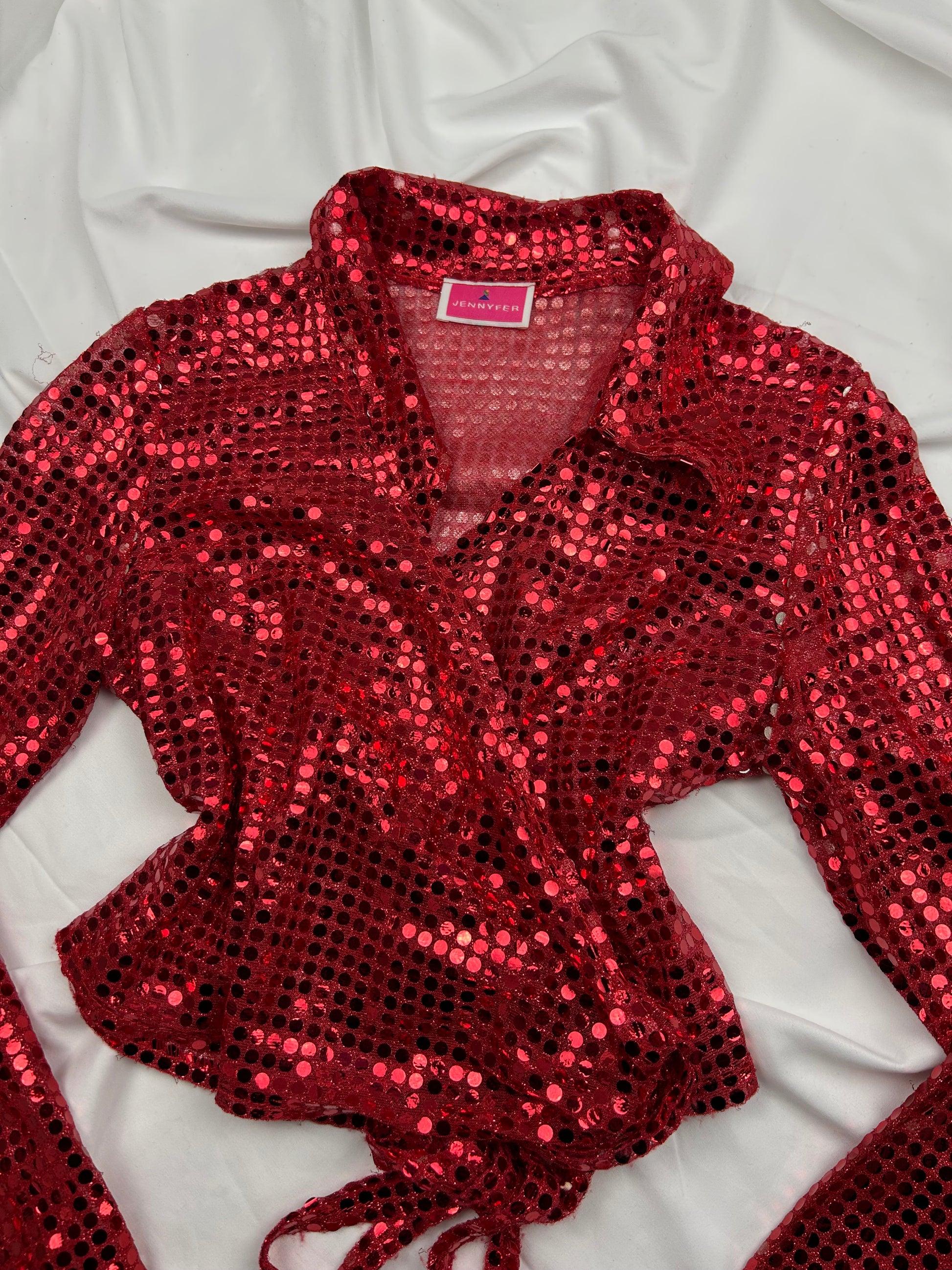 Red sequins long sleeves shirt (S/M)