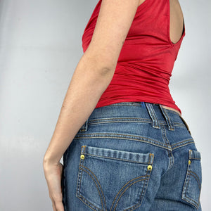 Red ruched lycra tight fit top (S/M)