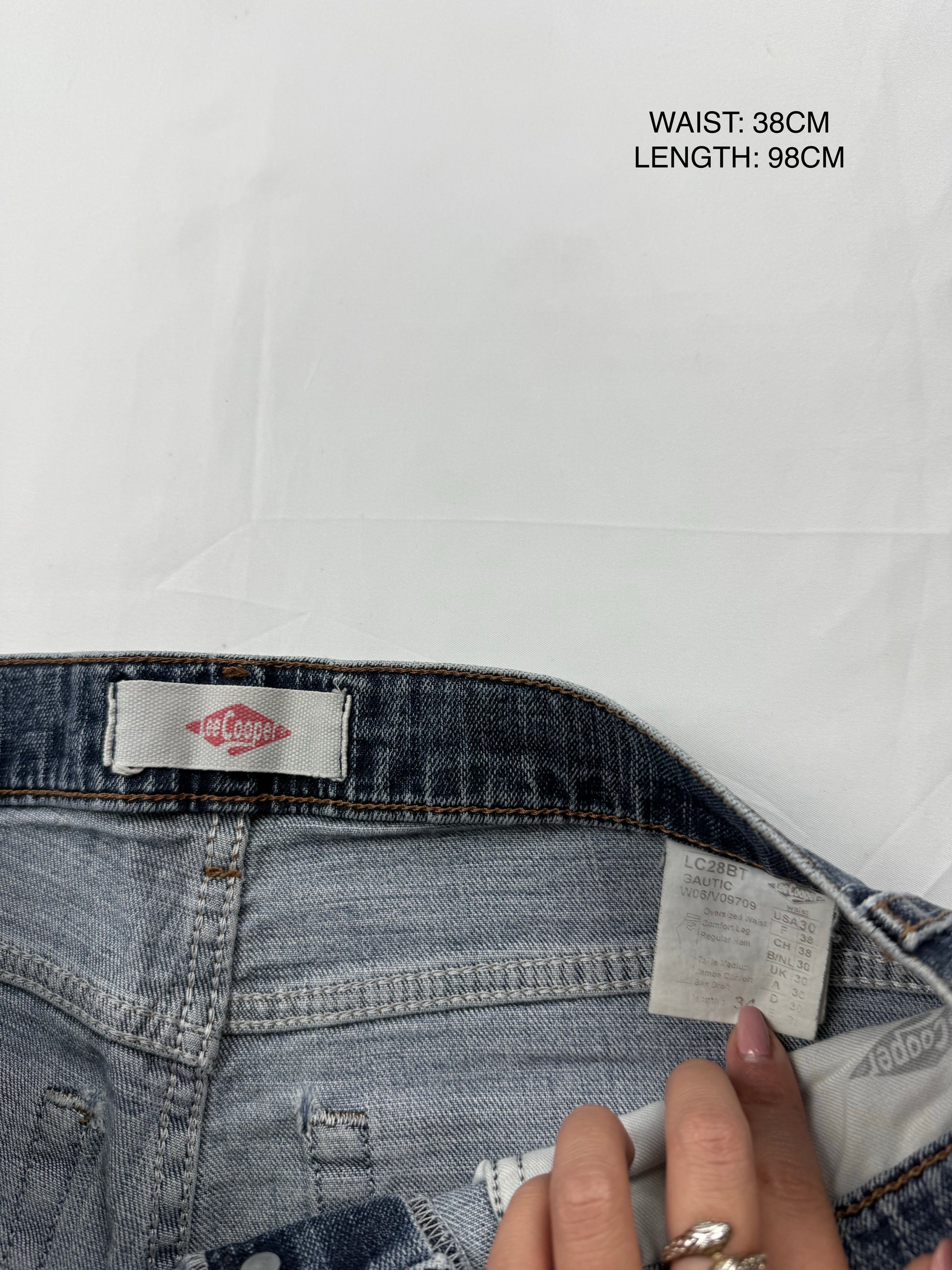 Blue denim low waist baggy pants (M)