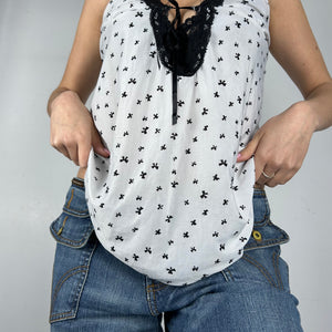 White tie up babydoll cami top (L)