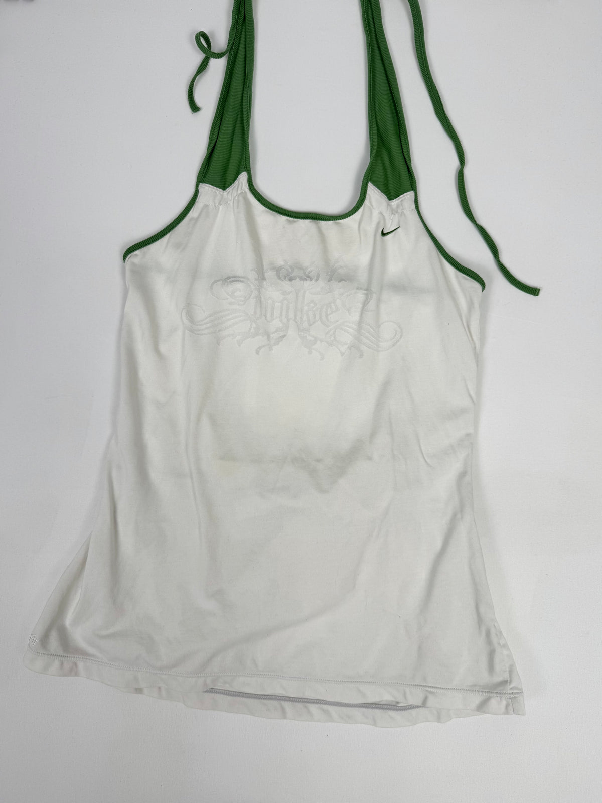 White & green backless tie up top (M)