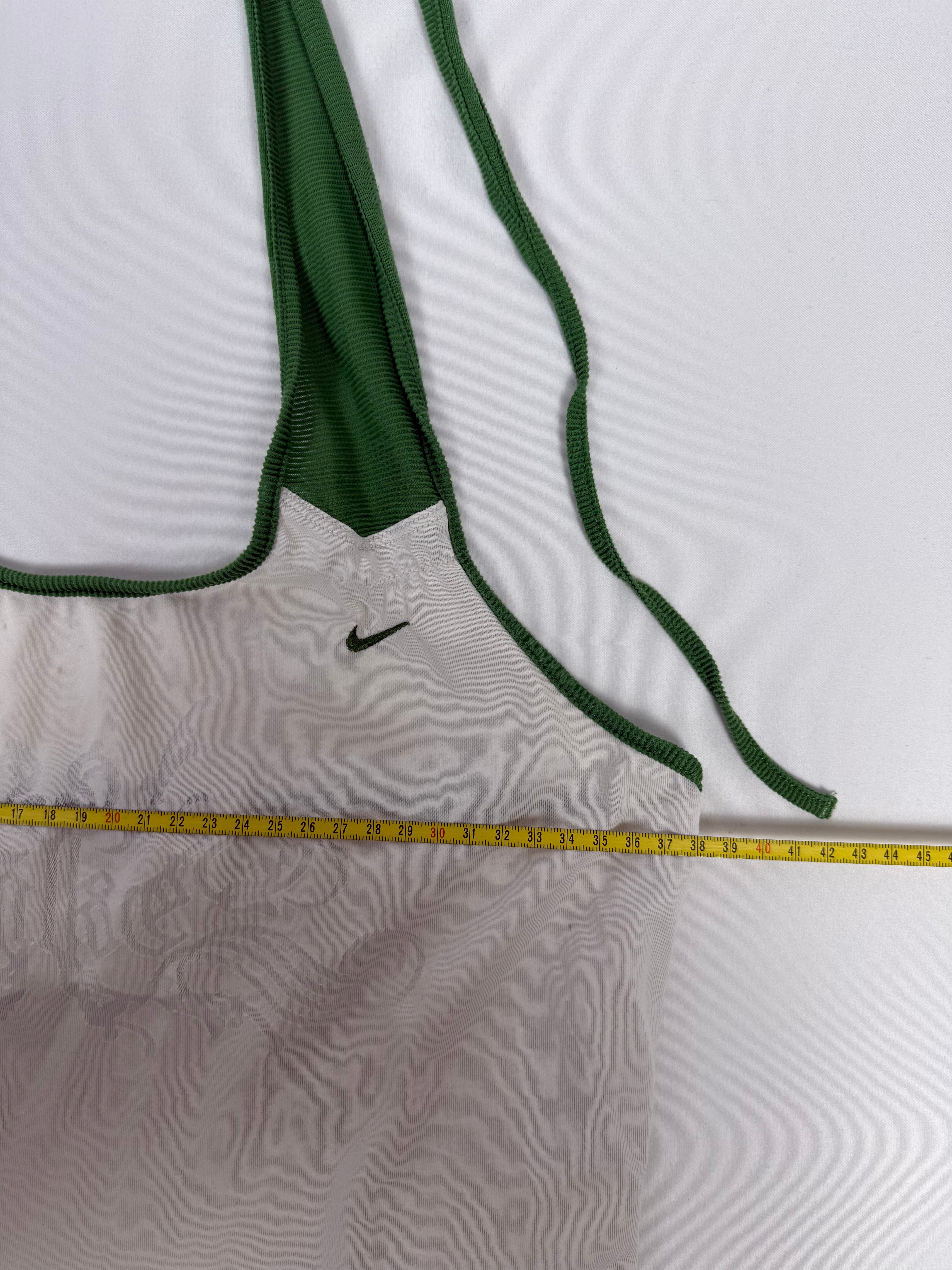 White & green backless tie up top (M)