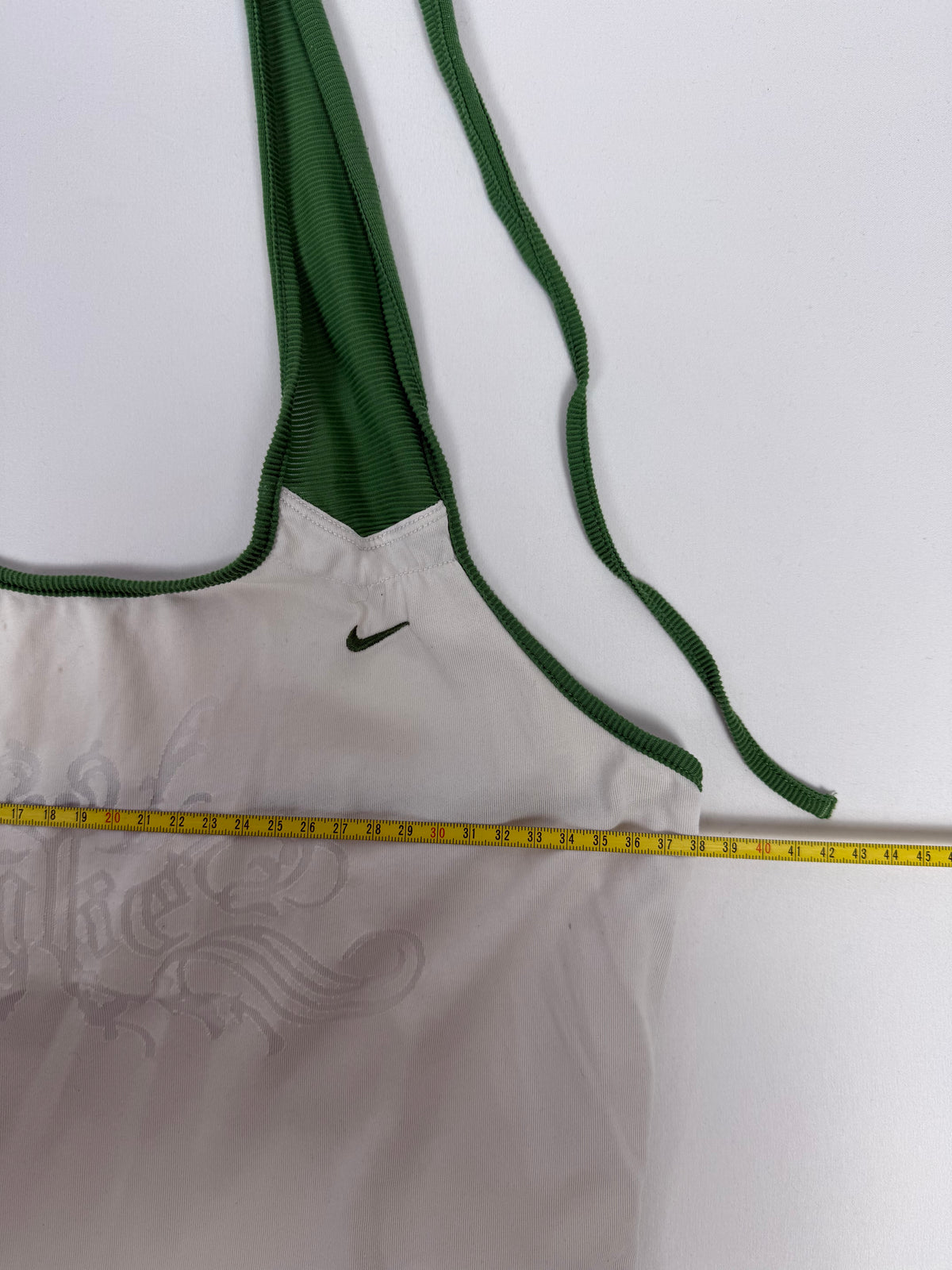 White & green backless tie up top (M)