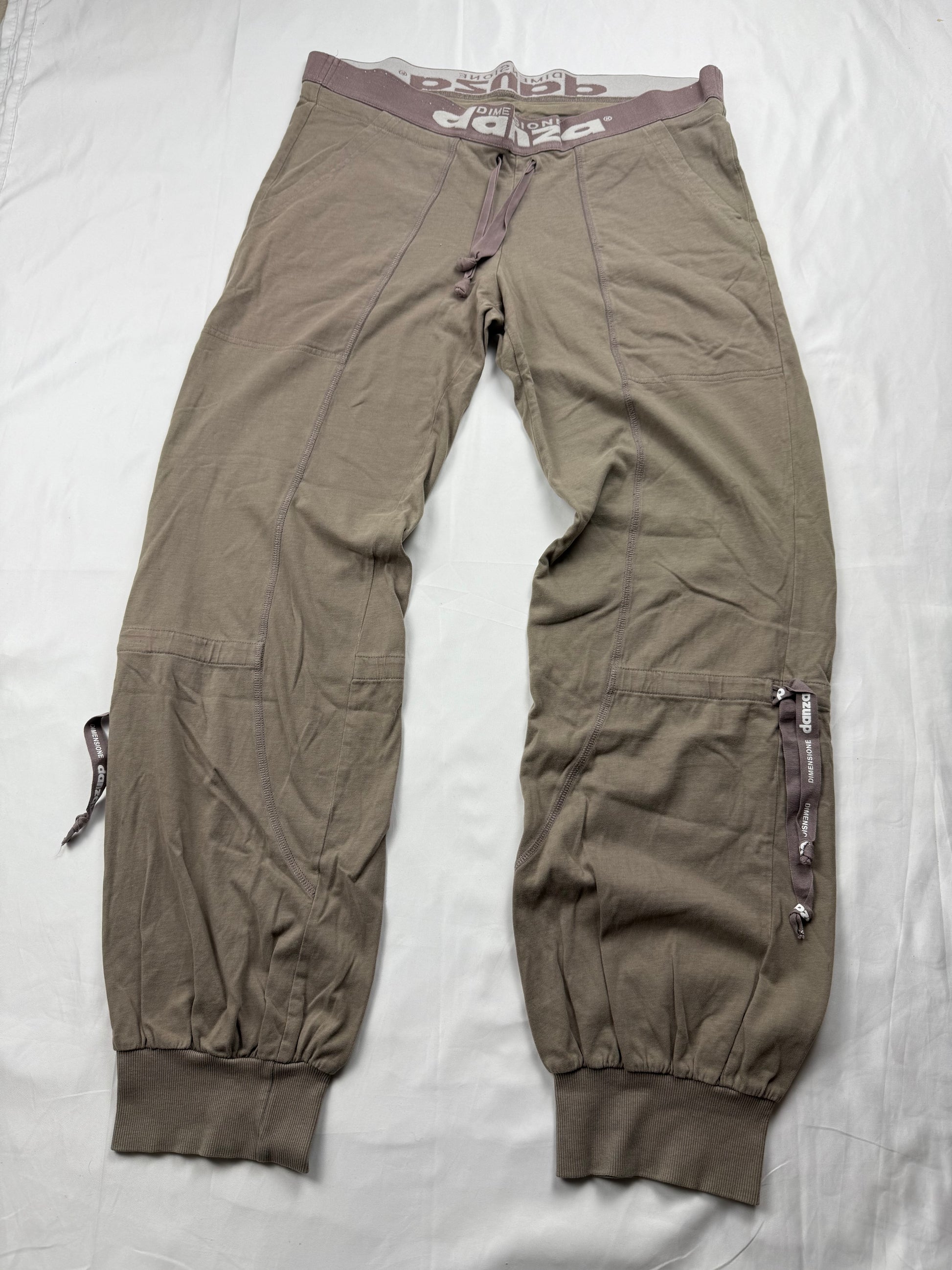 Khaki low rise baggy joggers cargo pants (XL)