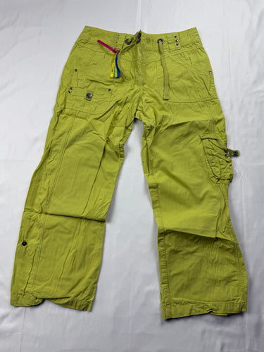 Green 100% cotton cargo low rise capri pants (S)