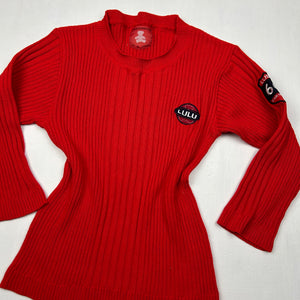 Red ribbed round neck jumper (S/M)