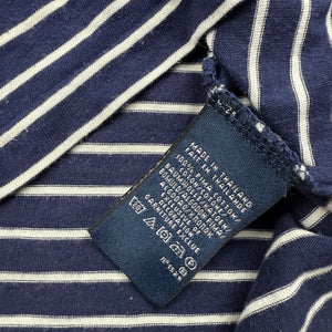 Navy striped cotton V neck tight fit tee (S)