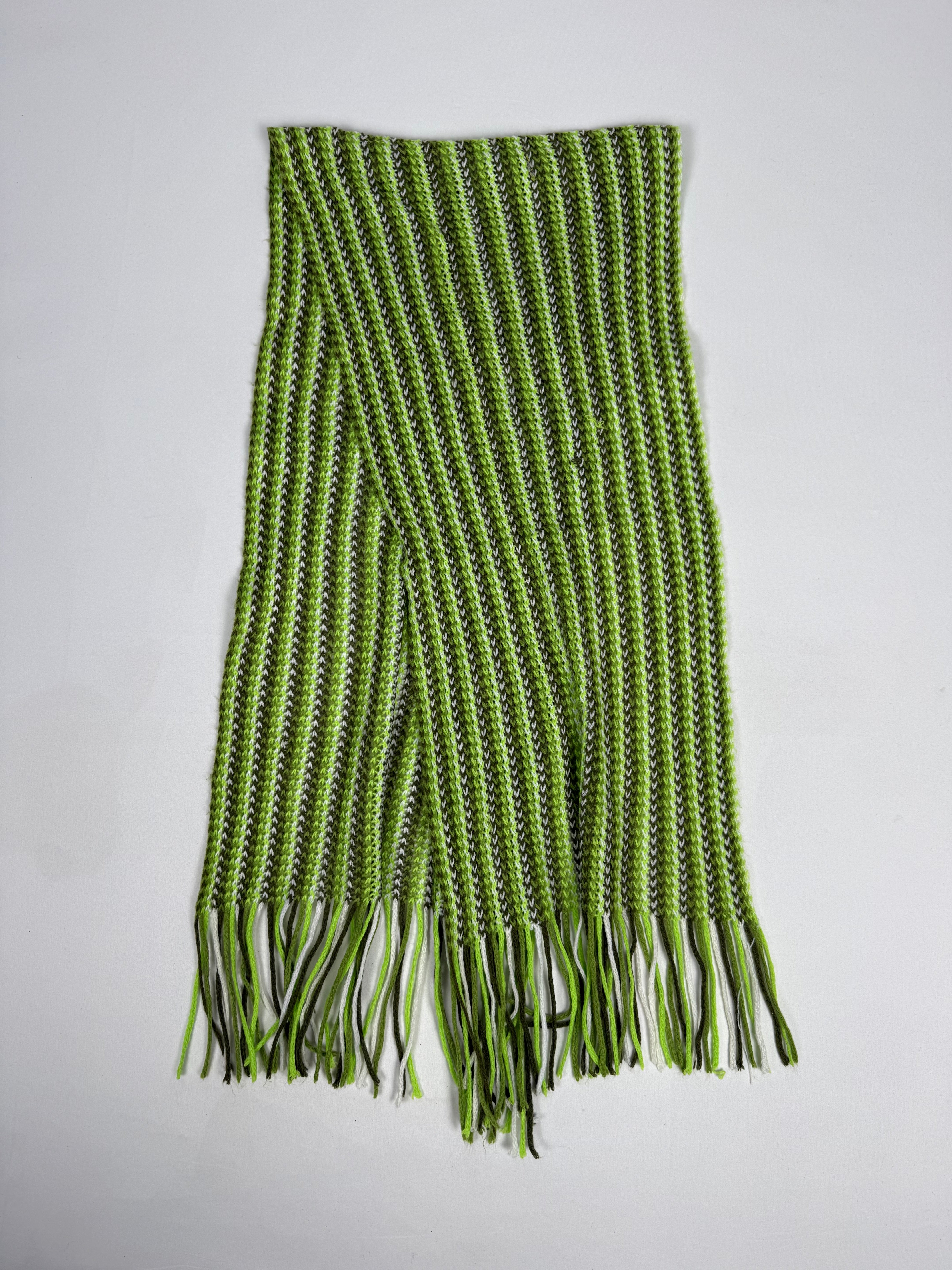 Green striped winter scarf