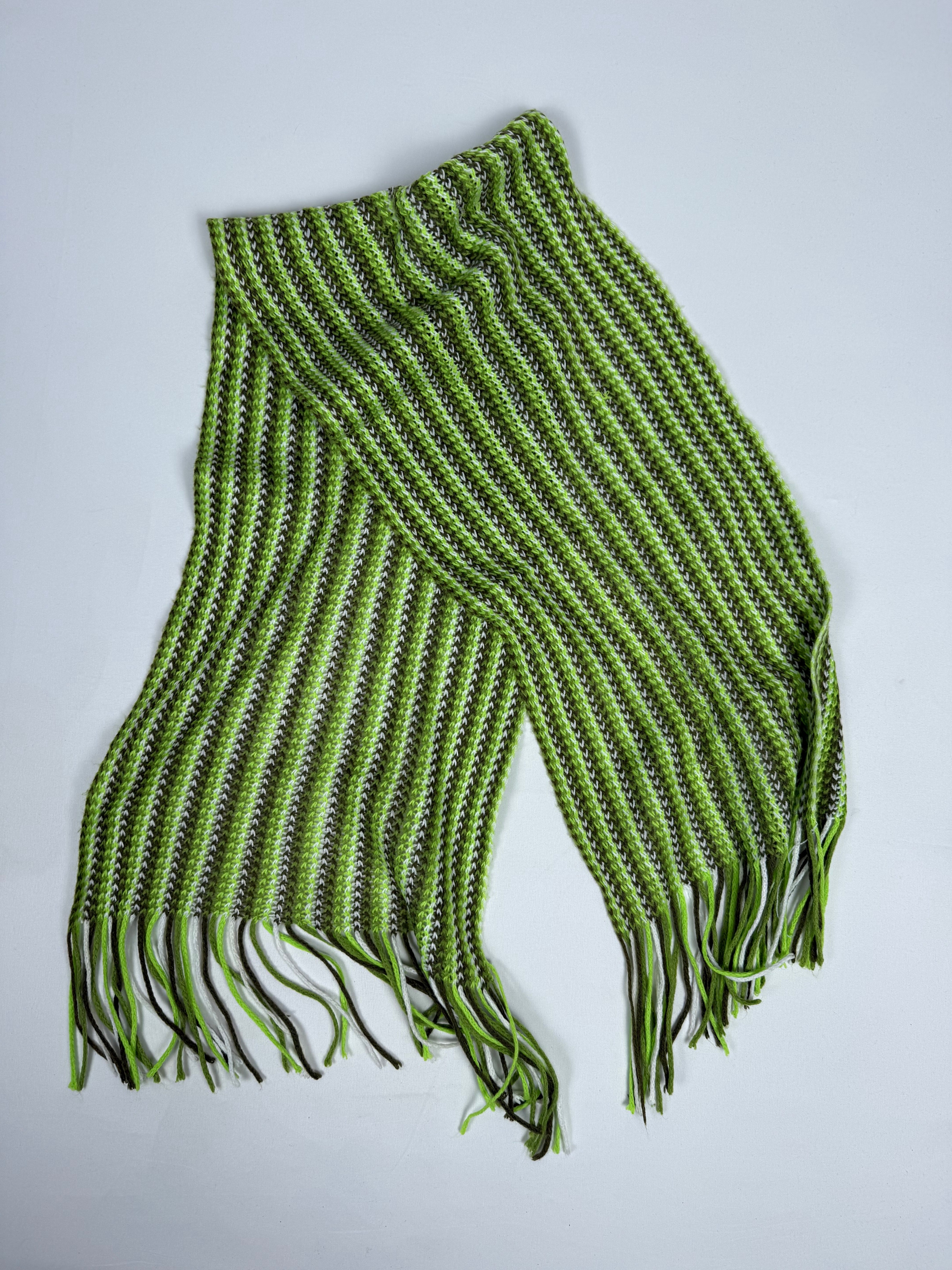 Green striped winter scarf