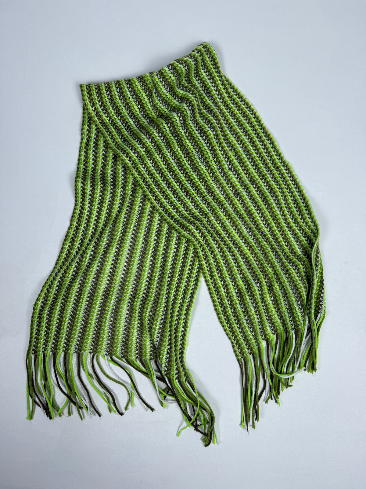 Green striped winter scarf