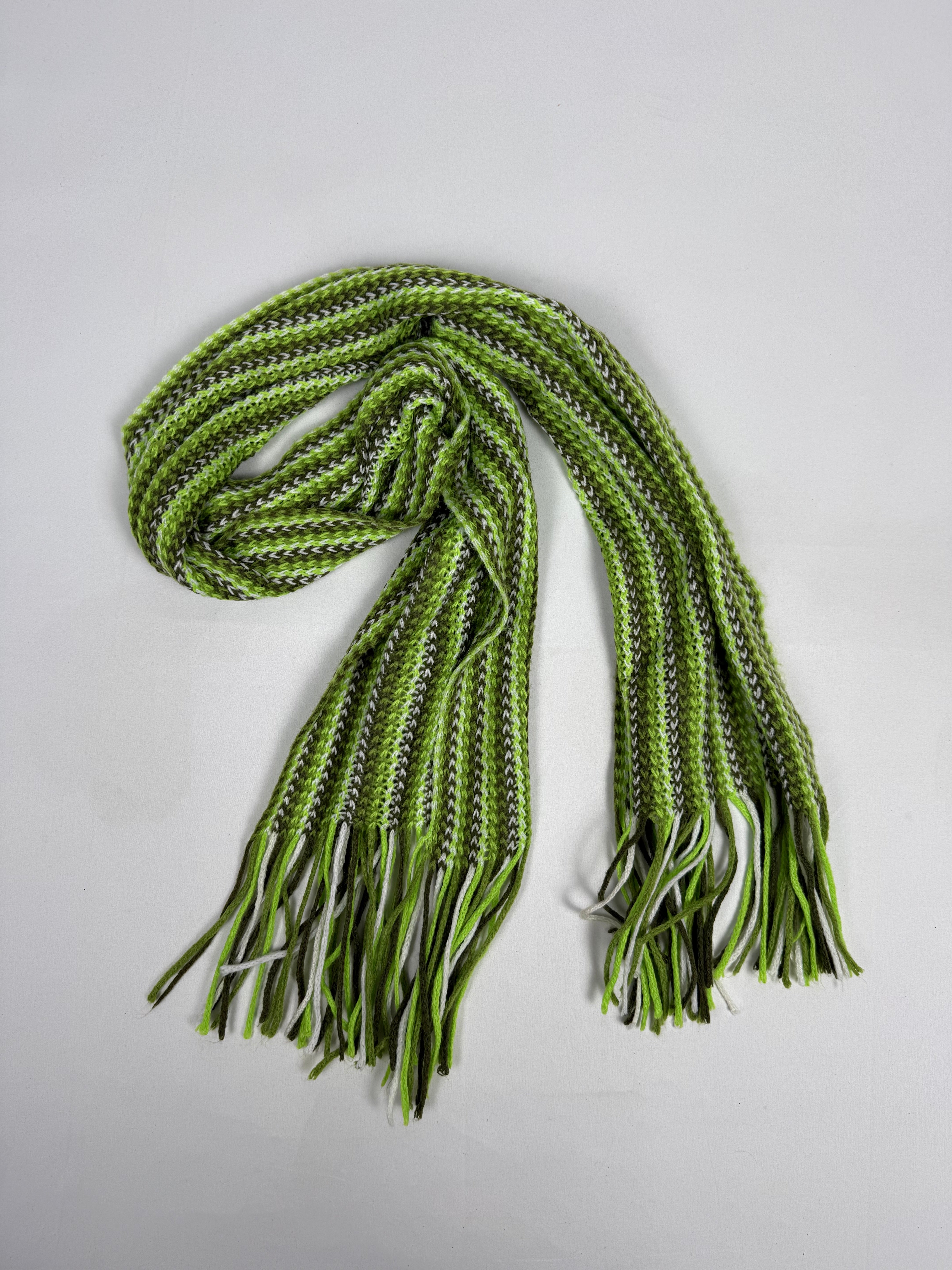 Green striped winter scarf