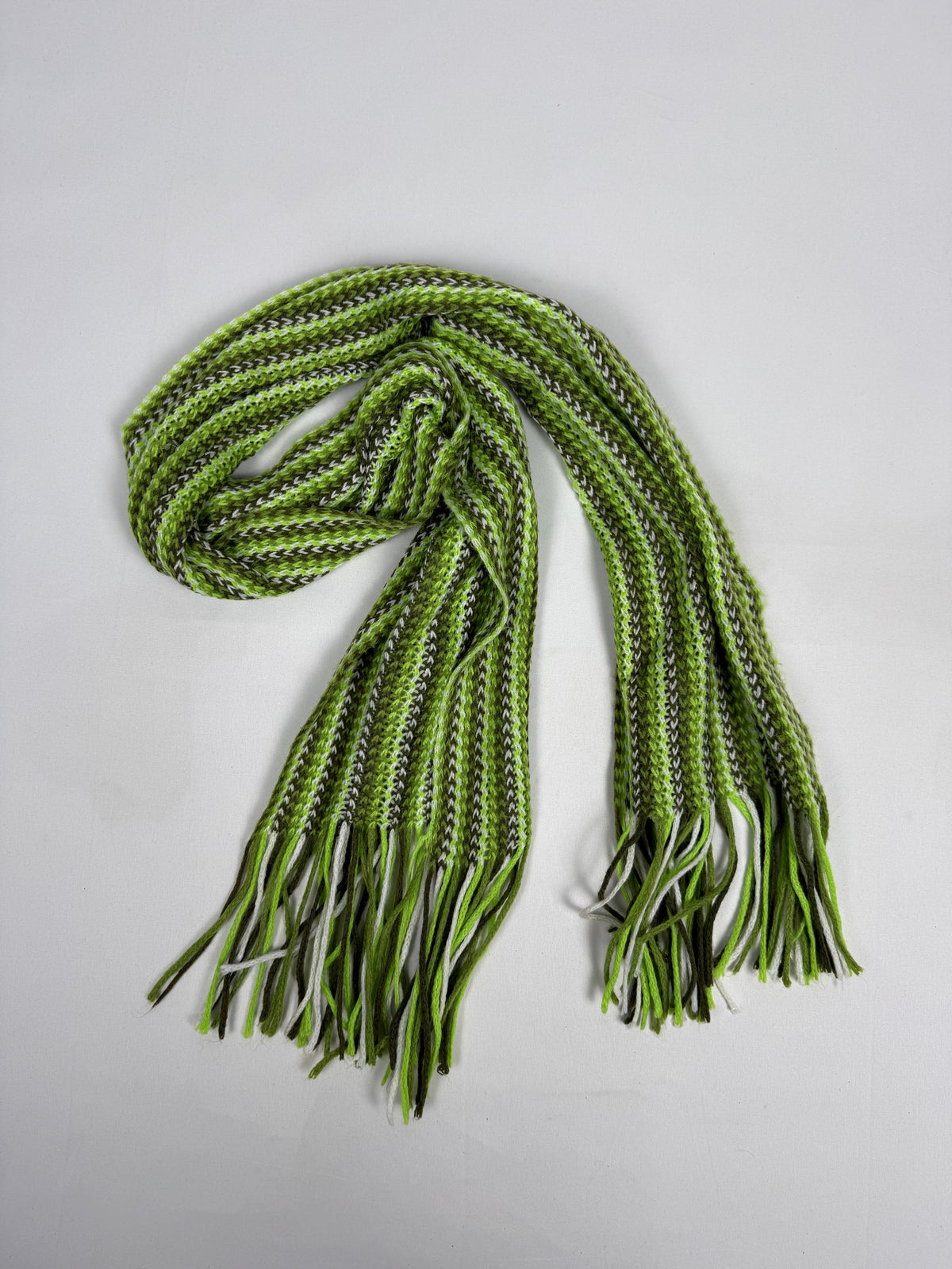 Green striped winter scarf