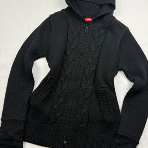 Black hooded zip up cardigan jumper (M/L)