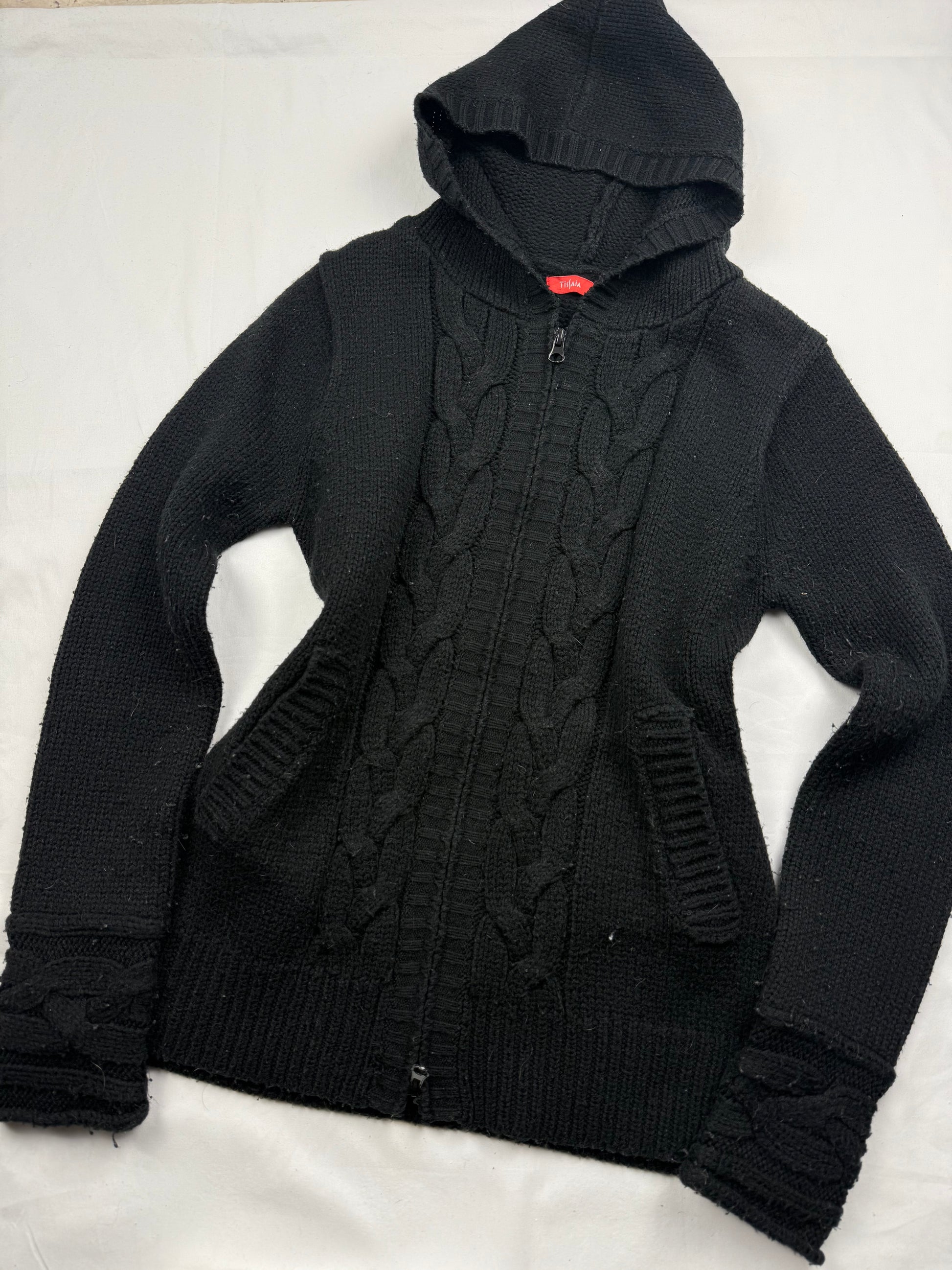 Black hooded zip up cardigan jumper (M/L)