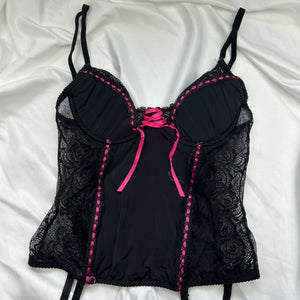 Black & pink  mesh corset top (90B)