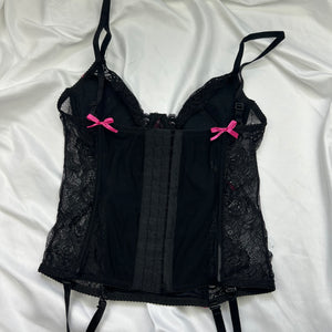 Black & pink  mesh corset top (90B)