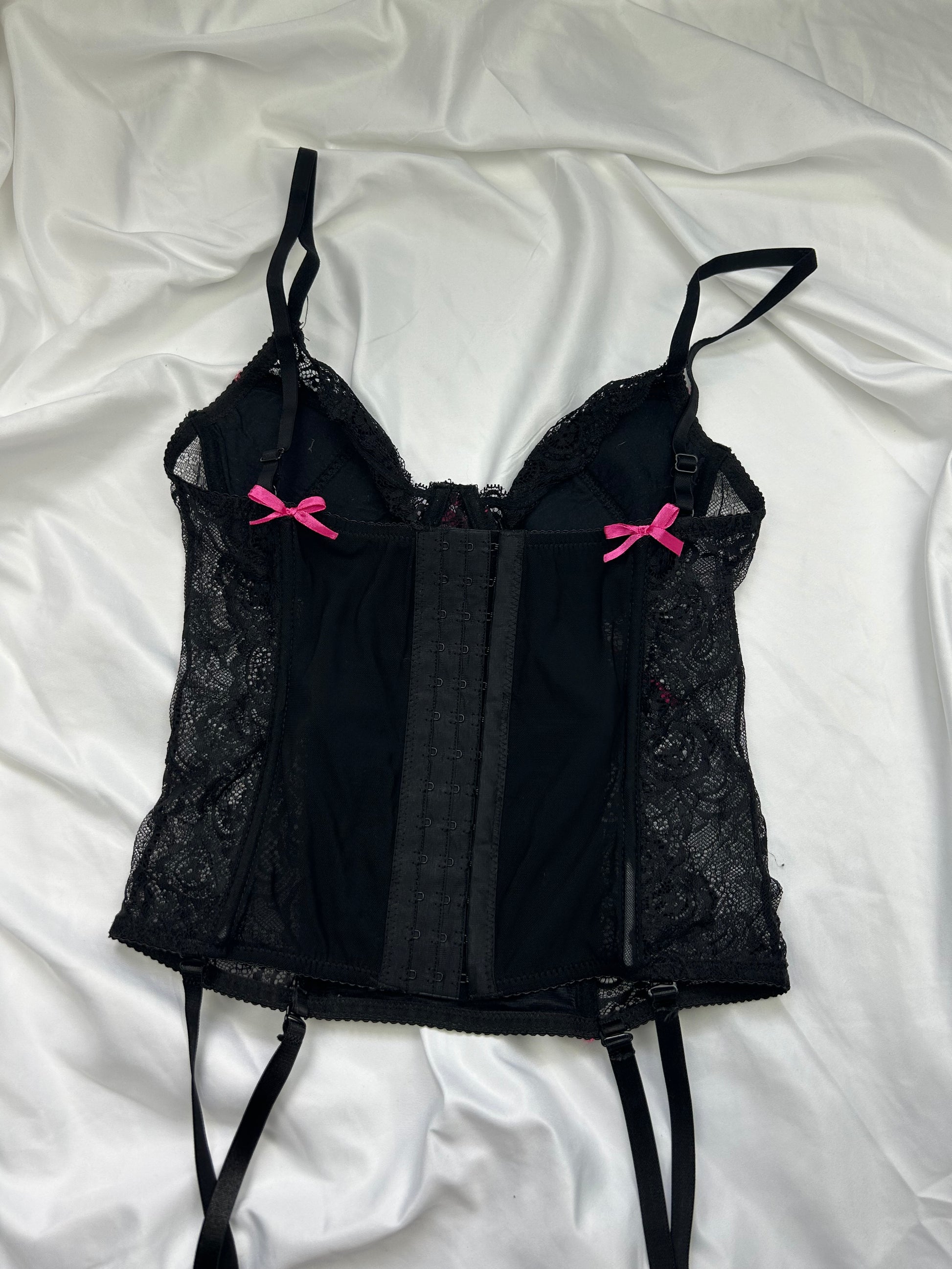 Black & pink  mesh corset top (90B)