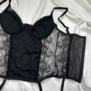 Black & pink  mesh corset top (90B)