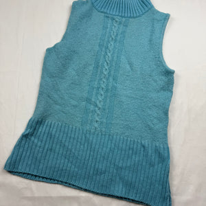 Baby blue knitted high neck sleeveless jumper (S/M)