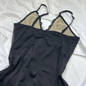 Black lace satin babydoll mini dress (S)