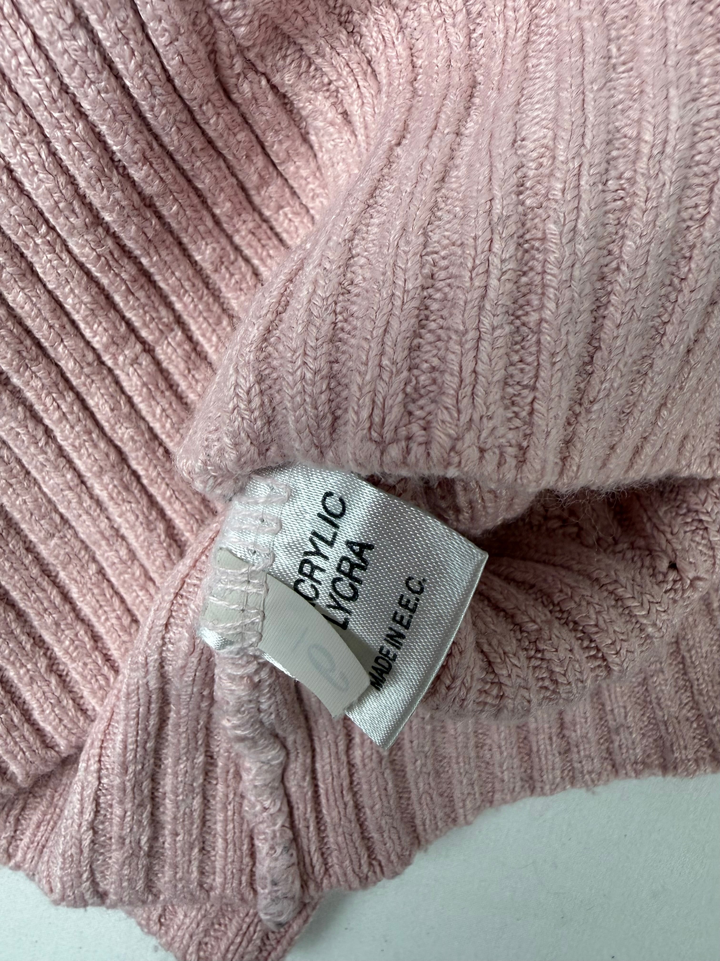 Pink knitted tight fit jumper (XS)