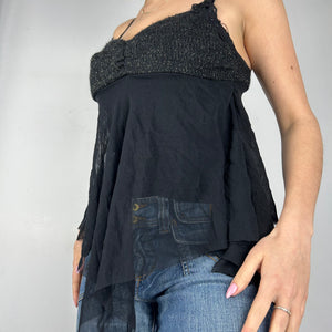 Black mesh asymmetric top (S)