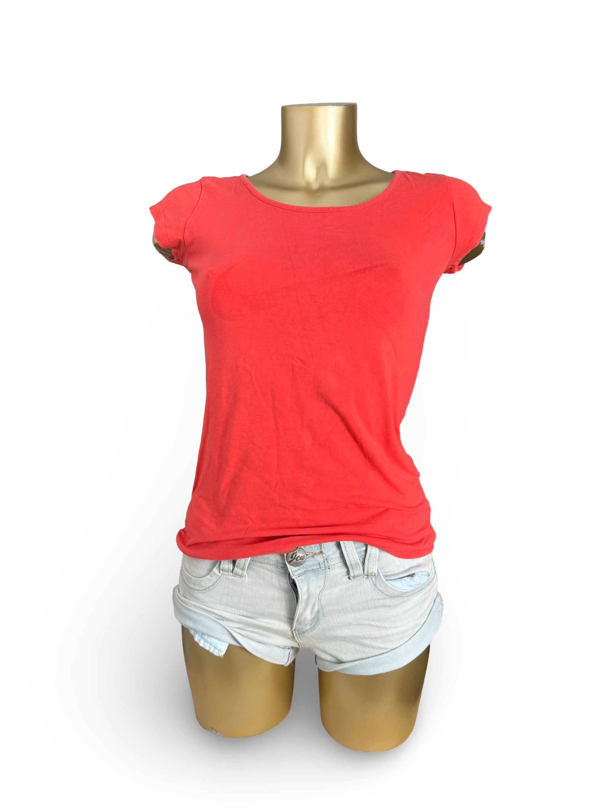 Red logo cotton tee (M)
