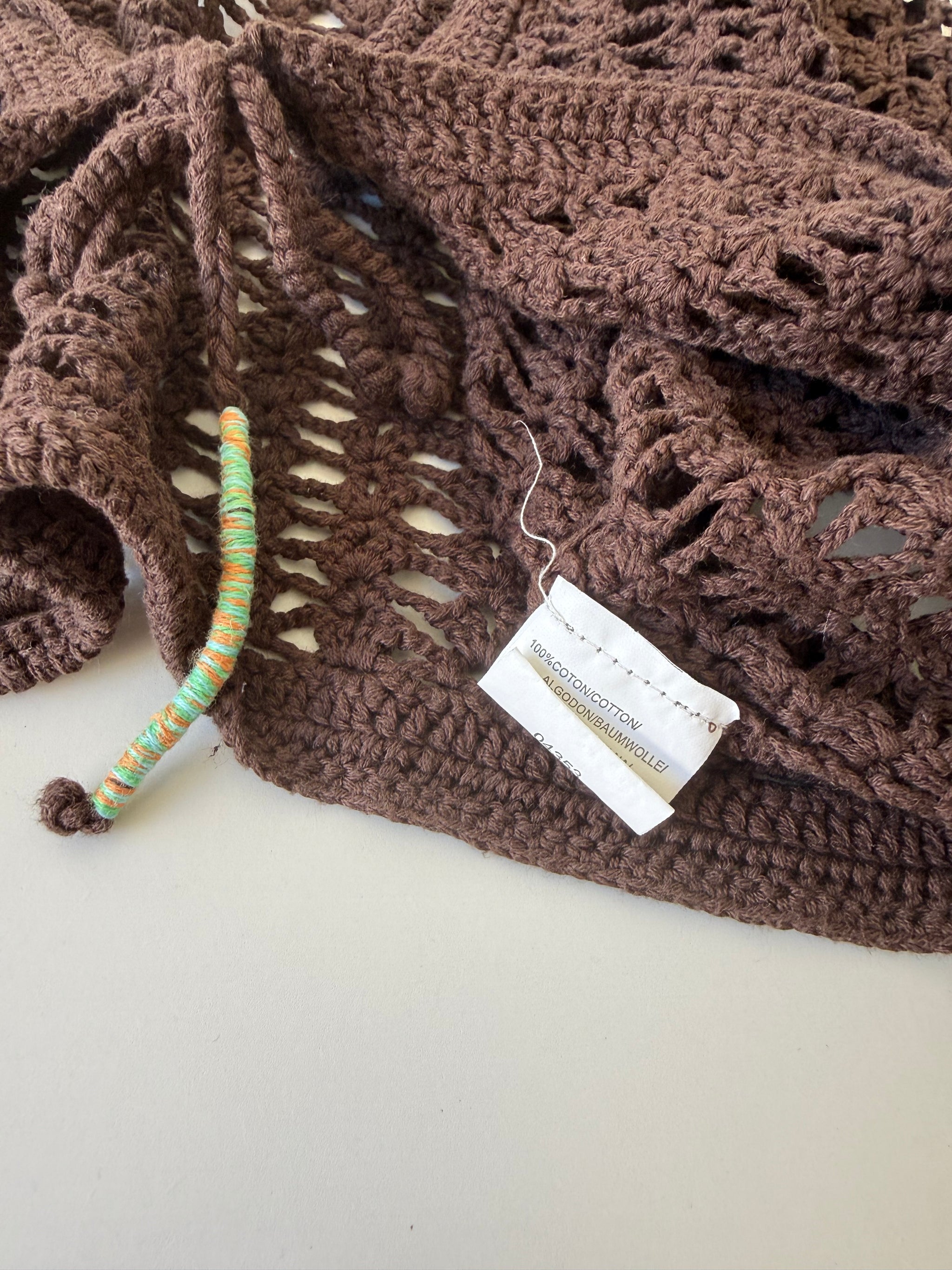Brown crochet hooded bolero (S)