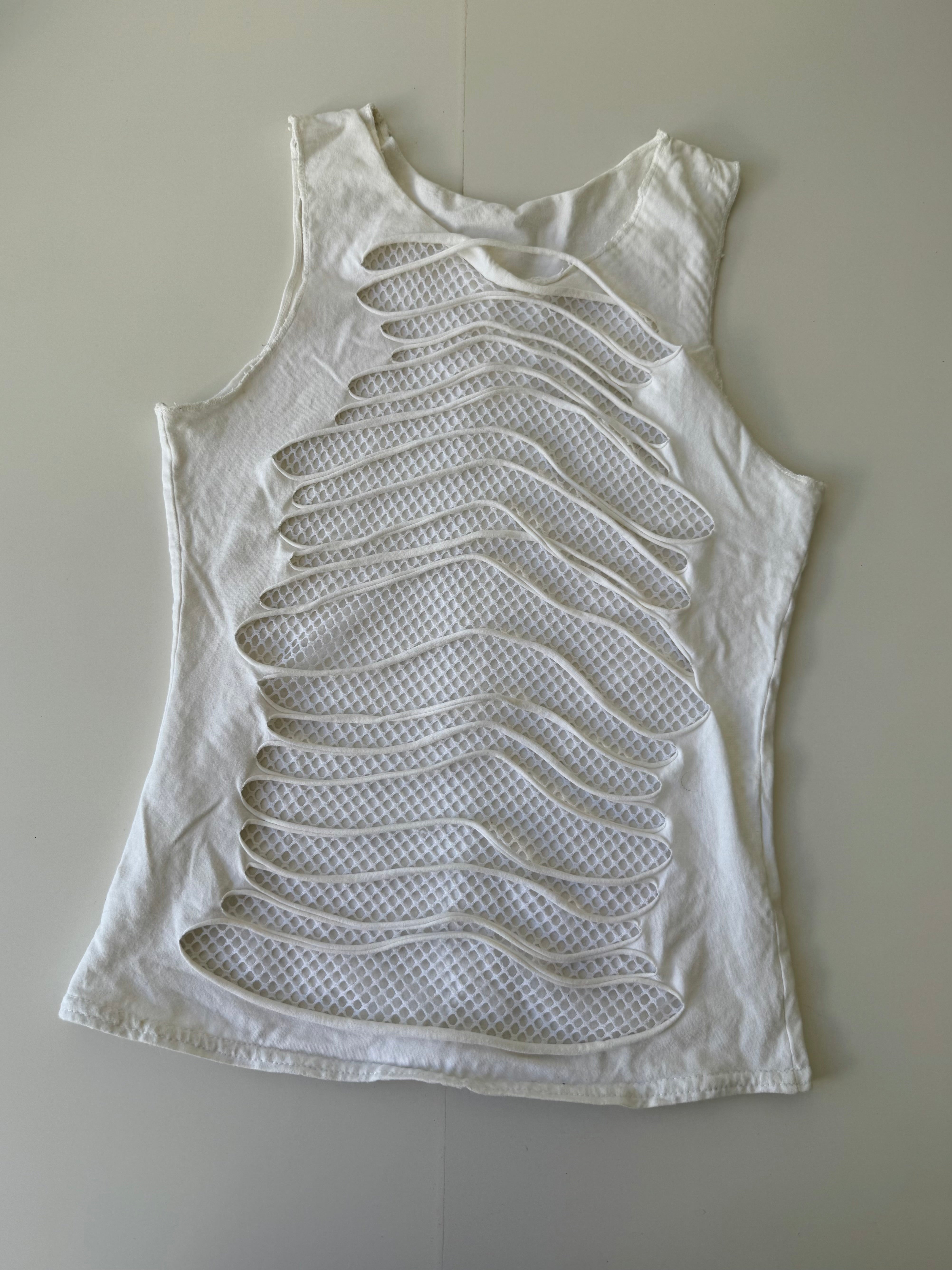 White cut out fishnet top (S)