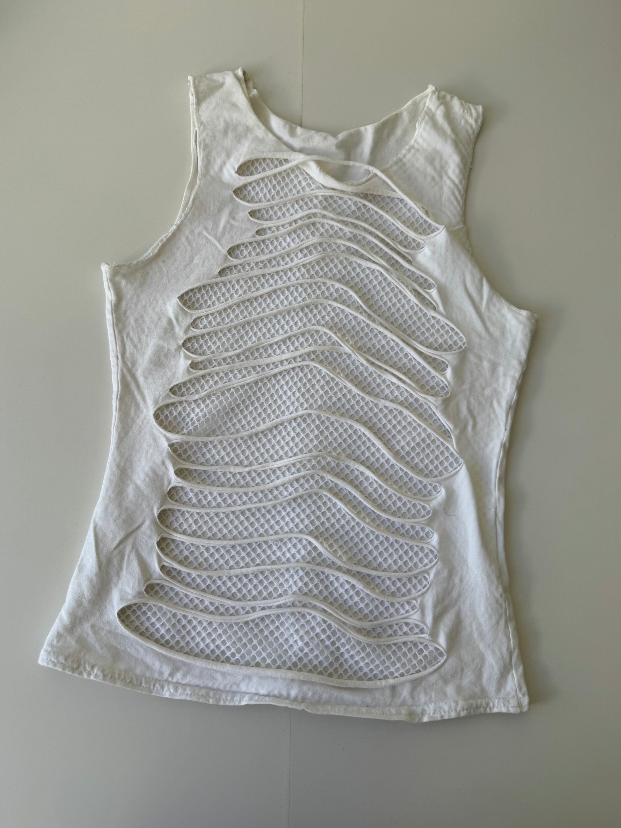 White cut out fishnet top (S)