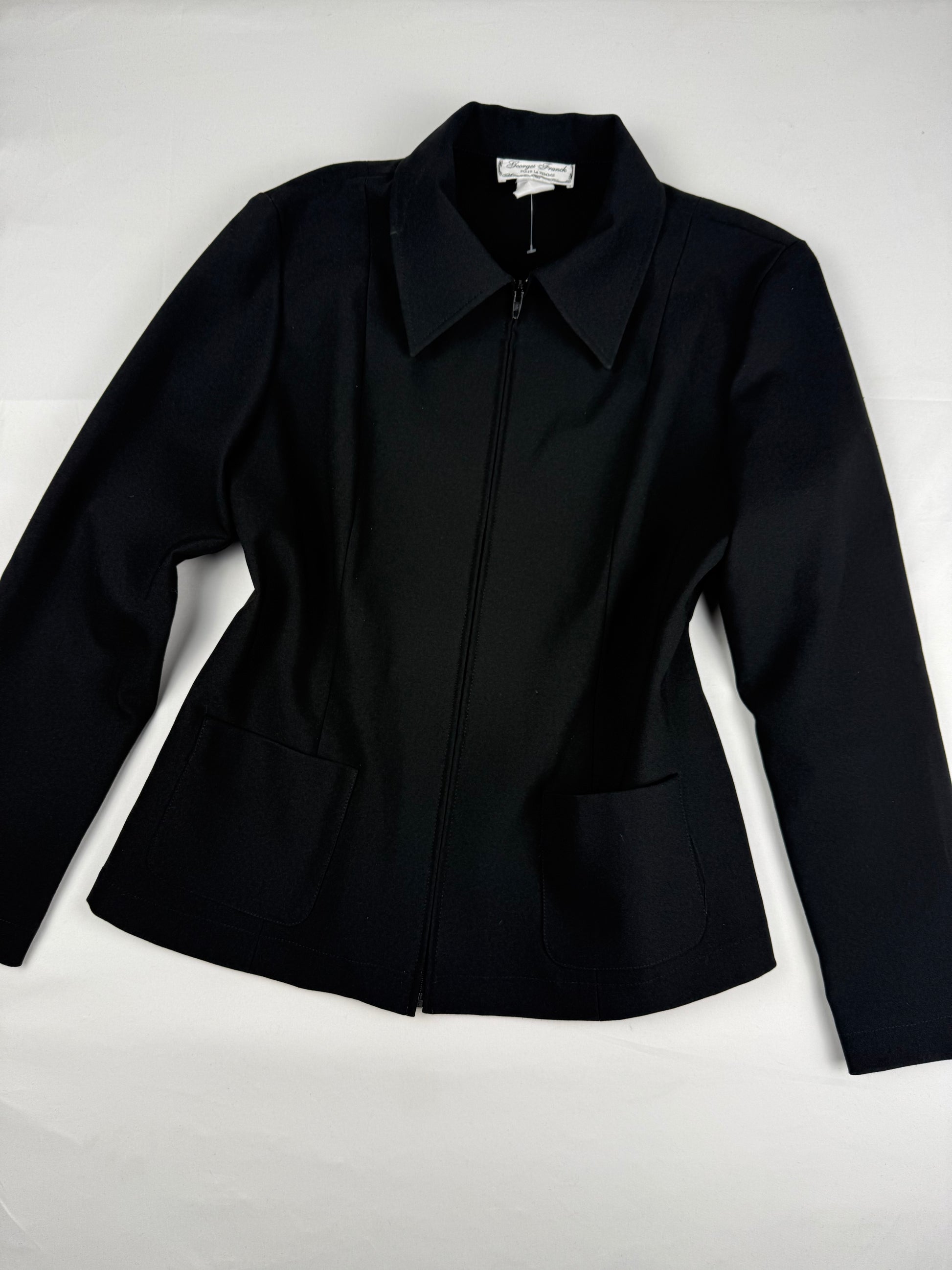 Black office zip up tight fit blazer jacket (M/L)