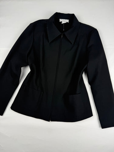 Black office zip up tight fit blazer jacket (M/L)