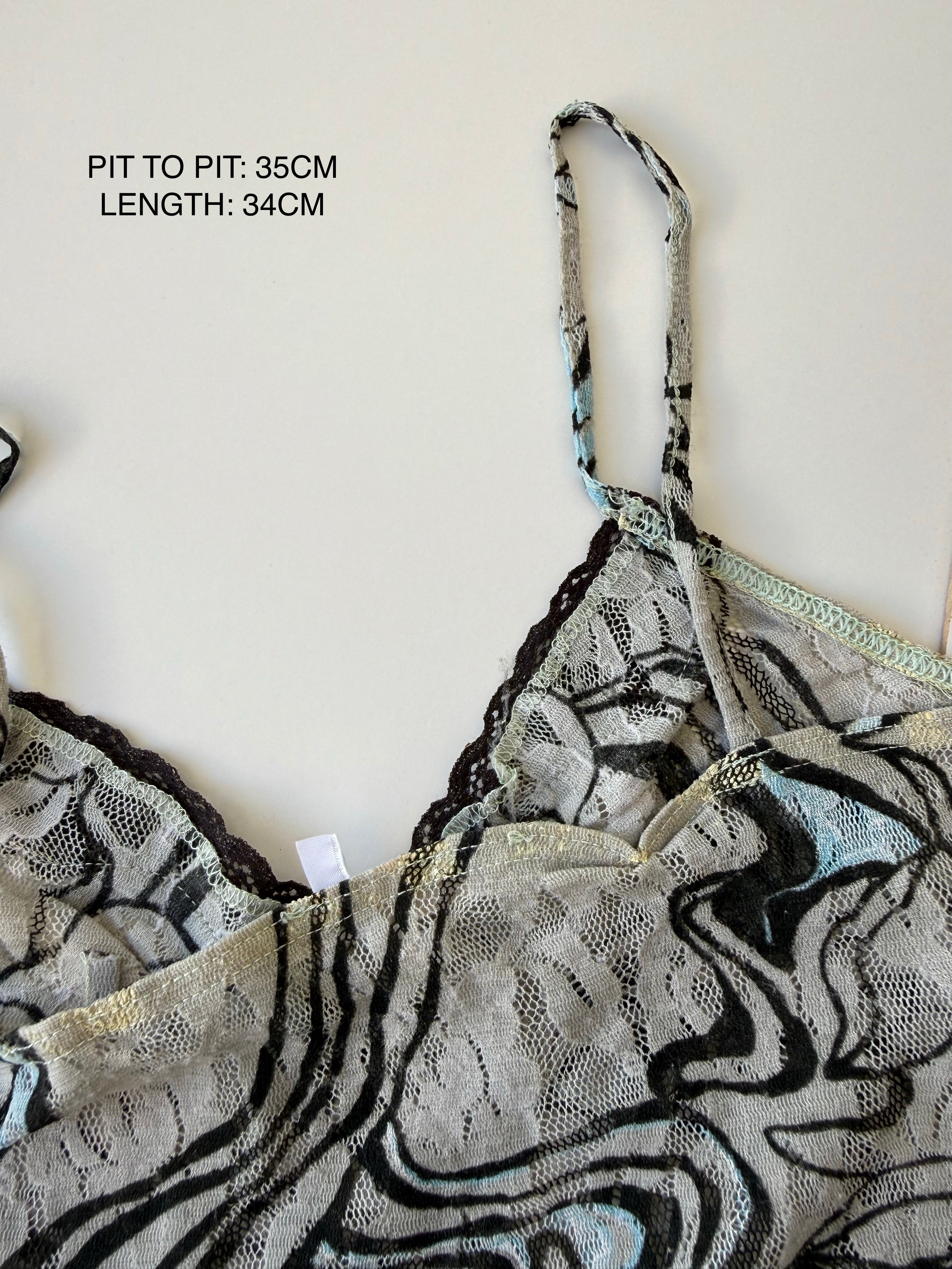 Graphic mesh cami top (M)