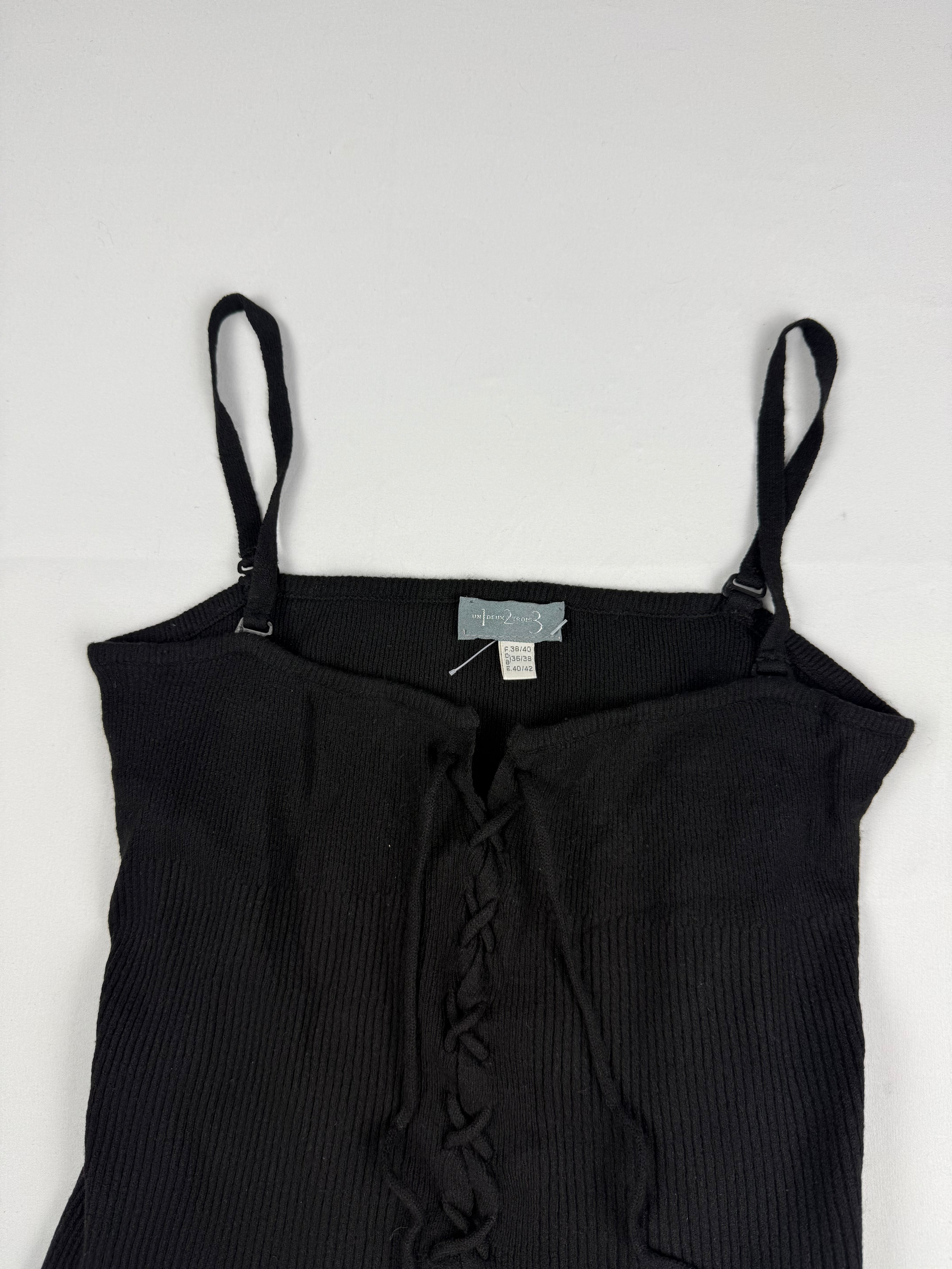Black lace up tight fit cami top (M/L)
