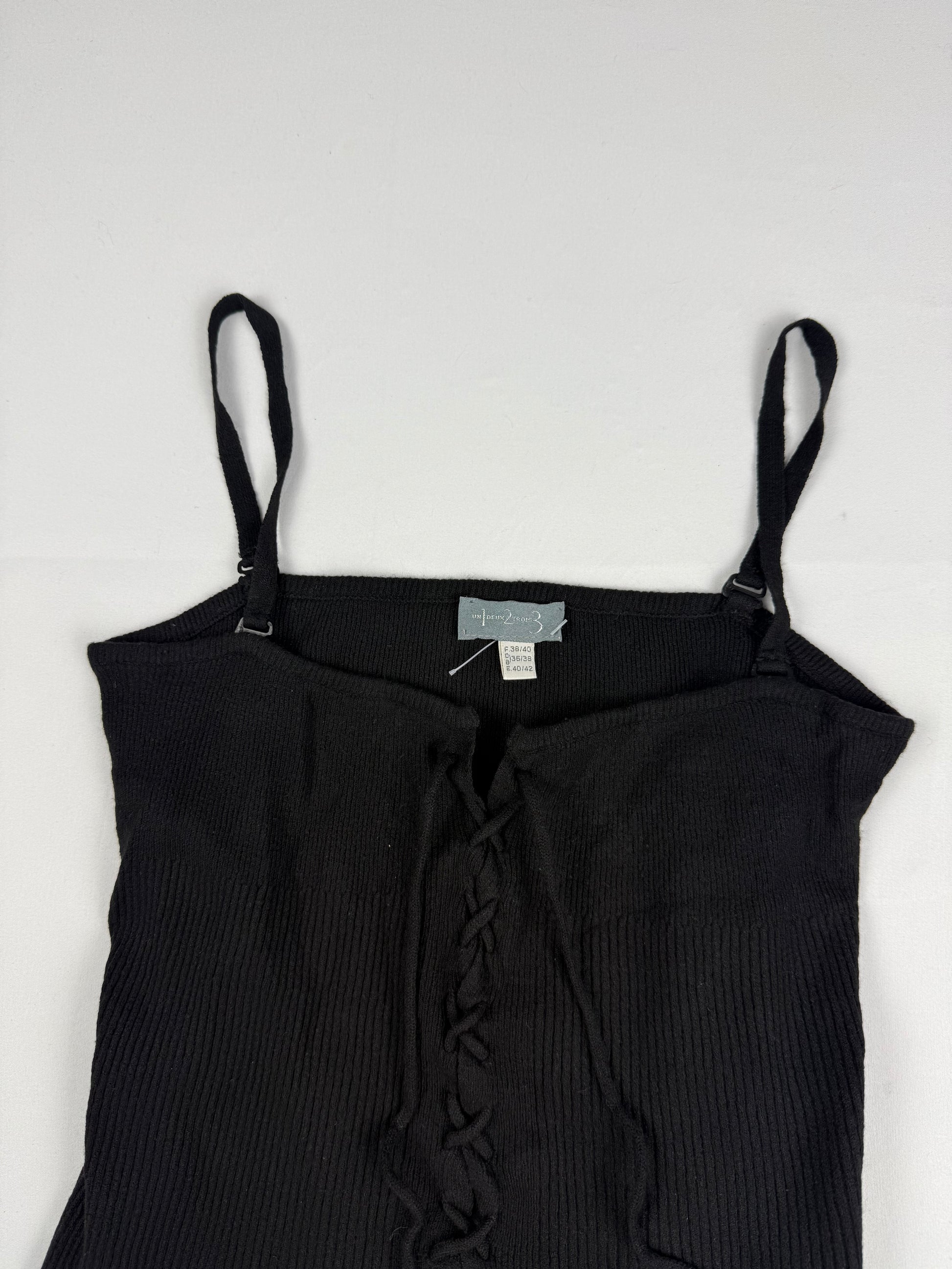 Black lace up tight fit cami top (M/L)