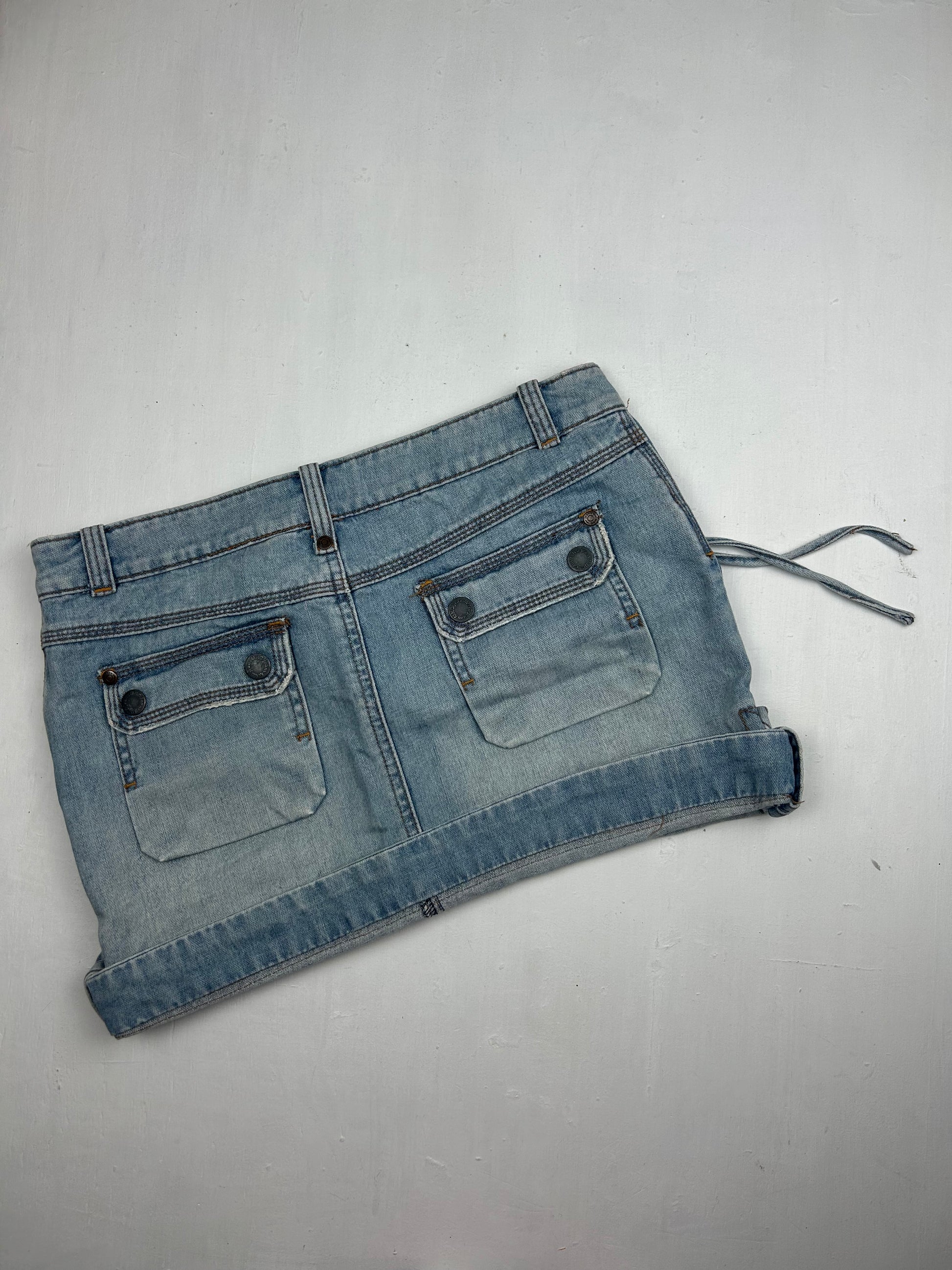 Blue denim low rise mini skirt (S/M)