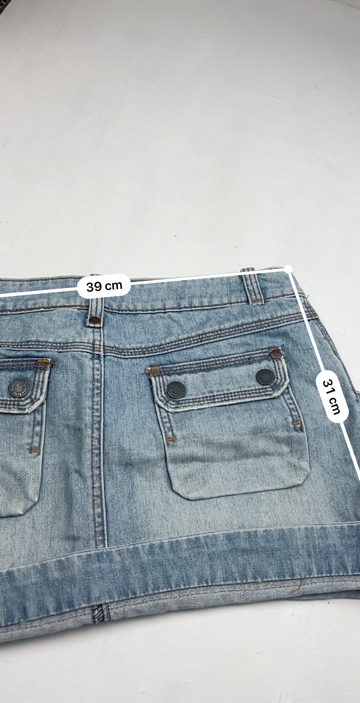 Blue denim low rise mini skirt (S/M)