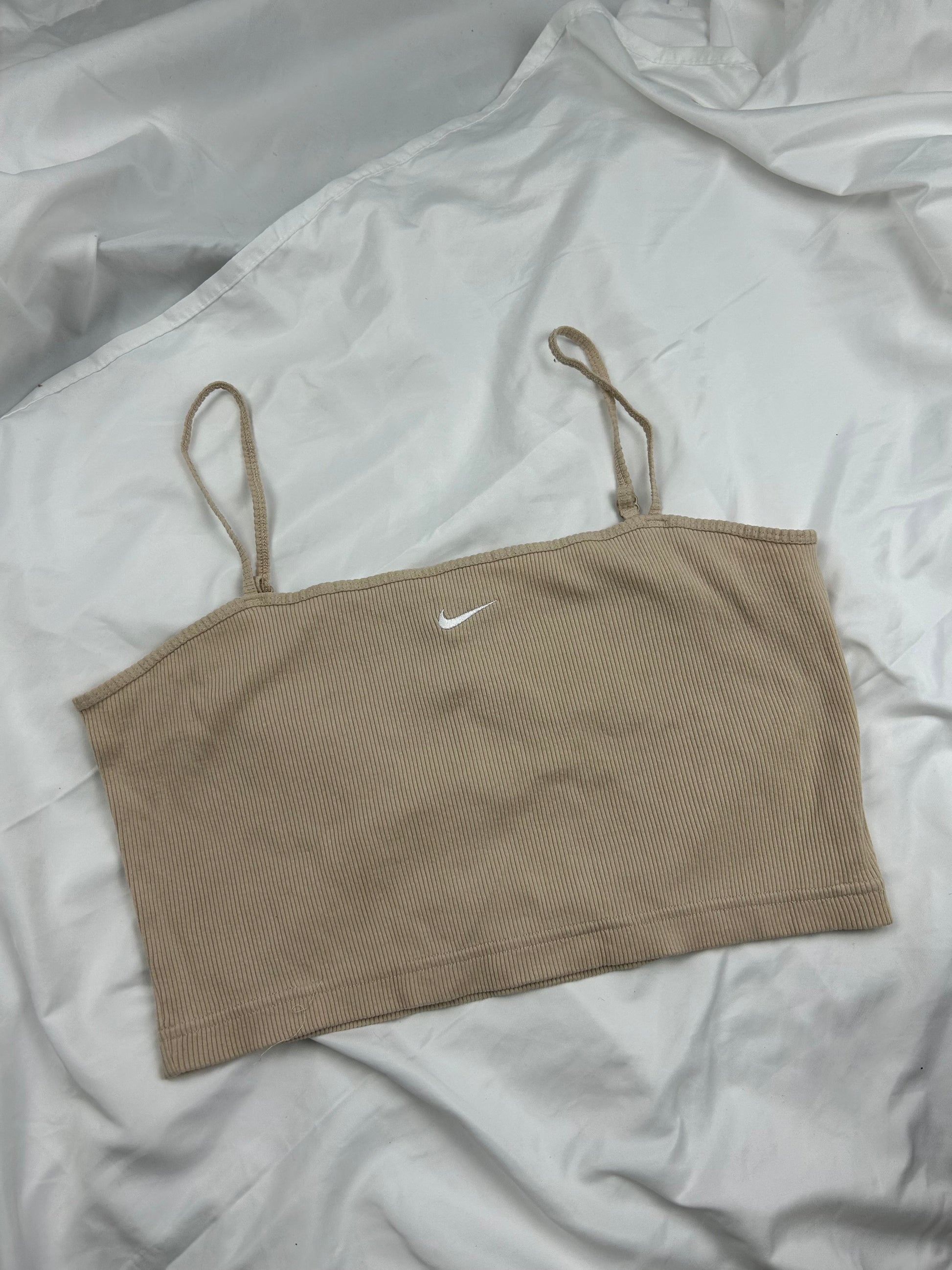 Beige swoosh logo cami top (M)