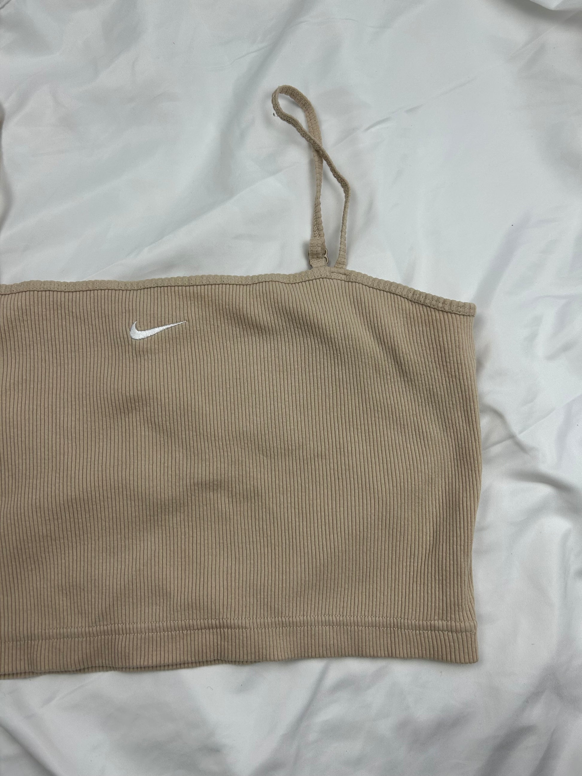 Beige swoosh logo cami top (M)