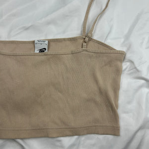 Beige swoosh logo cami top (M)