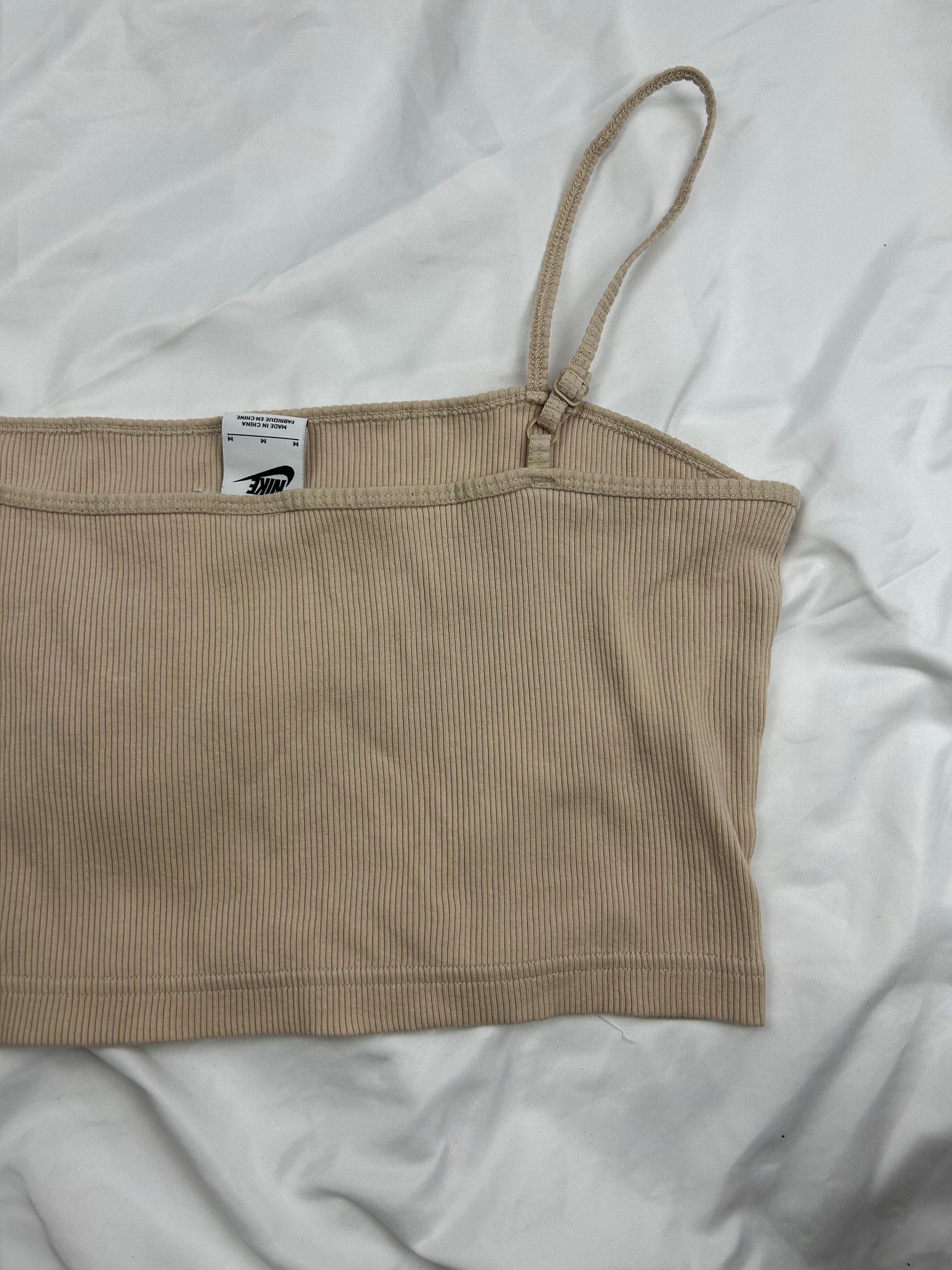 Beige swoosh logo cami top (M)
